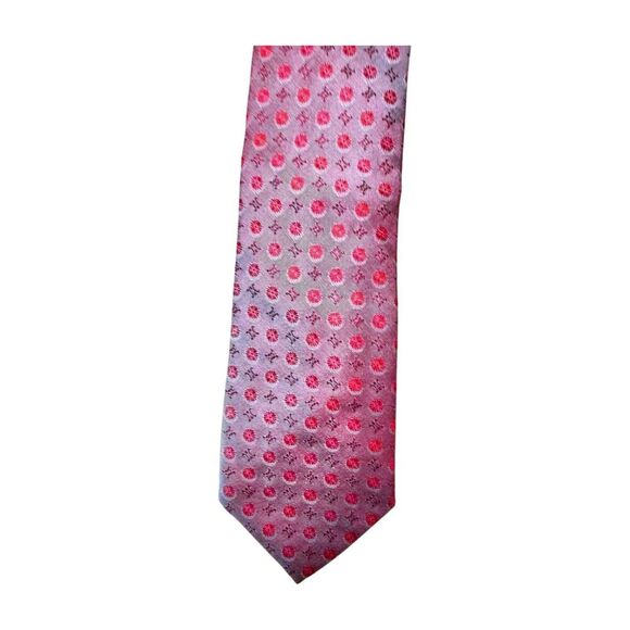 Celine Pink & Red Dot Pattern Silk Tie  - Picture 1 of 4